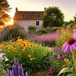 **Image Prompt:** A vibrant perennial garden in the French countryside during late summer. Focus on the mix of textures and colors, with lavender, echinacea, and rudbeckia in full bloom. Golden hour lighting.