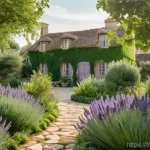 다년생 식물 선택 시 고려할 요소 - **Prompt:** A serene and vibrant French perennial garden at golden hour. A diverse array of flowerin...