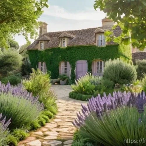 다년생 식물 선택 시 고려할 요소 - **Prompt:** A serene and vibrant French perennial garden at golden hour. A diverse array of flowerin...