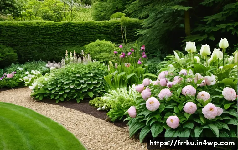 정원 설계에 필요한 다년생 식물의 수명 이해 - **A picturesque, well-established French perennial garden in late spring.** The scene is bathed in s...