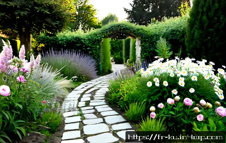 Home 15 정원 설계의 다년생 식물 조화 아이디어 - Photorealistic French cottage garden in late spring, harmonious perennial planting design with laven...